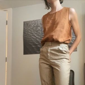 Vintage crepe texture tank, rust orange